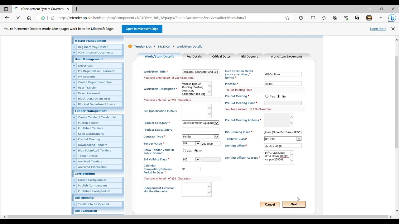 How to Create Tender in UP Govt. E-Tender Website |  