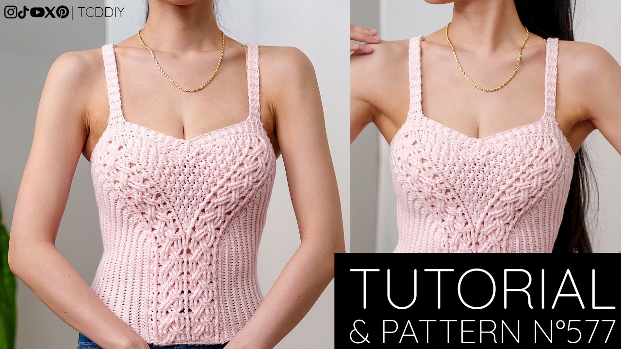 How to Crochet: Cable Stitch Sweetheart Tank Top | Pattern & Tutorial DIY