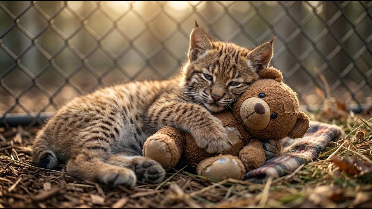 Bullied by His Own Kind, the Little Bobcat Found Hope in a Teddy Bear