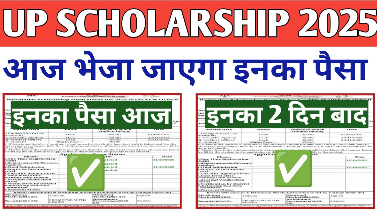 UP Scholarship Payment Update Today 2025 | UP Scholarship Paisa Kab Aayega 2025-26 #upscholarship