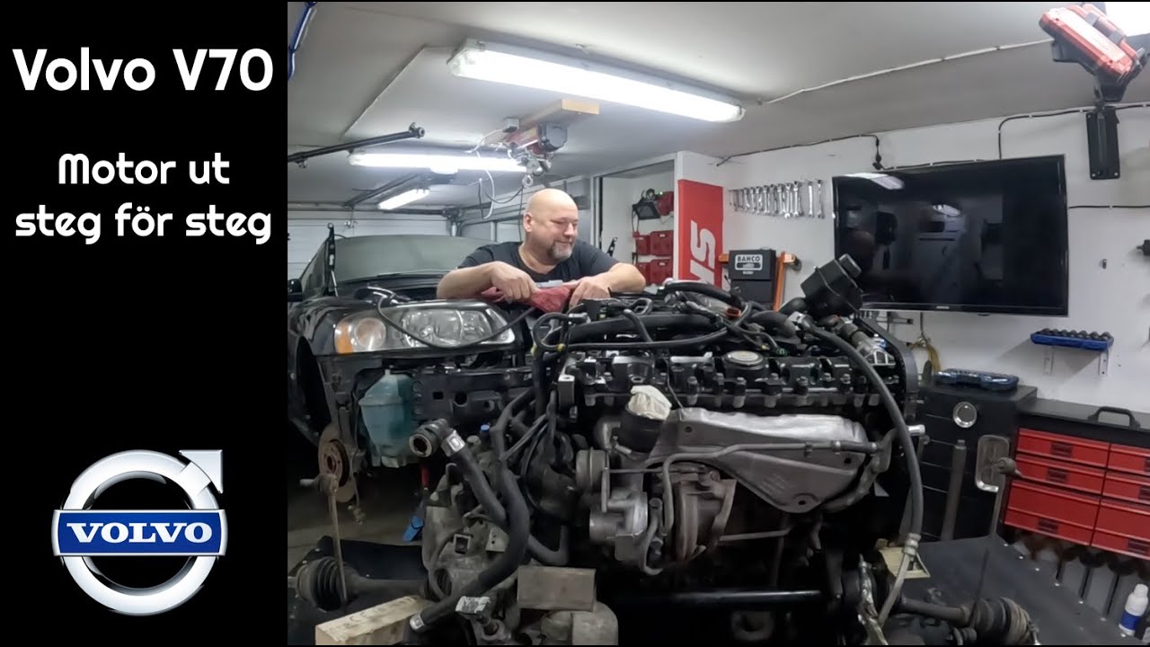Motorharveri på V70 - Nu åker motorn ut - Steg för steg