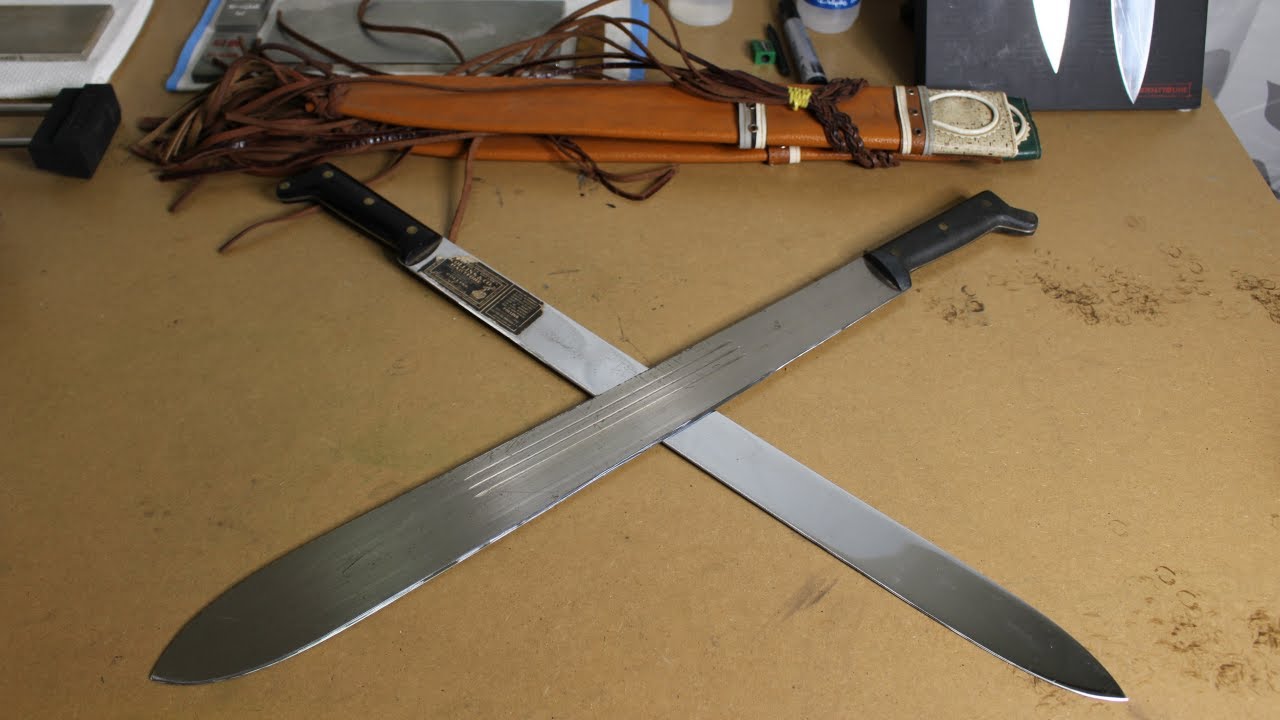 Afilando unos machetes colombianos con el WorkSharp Ken Onion
