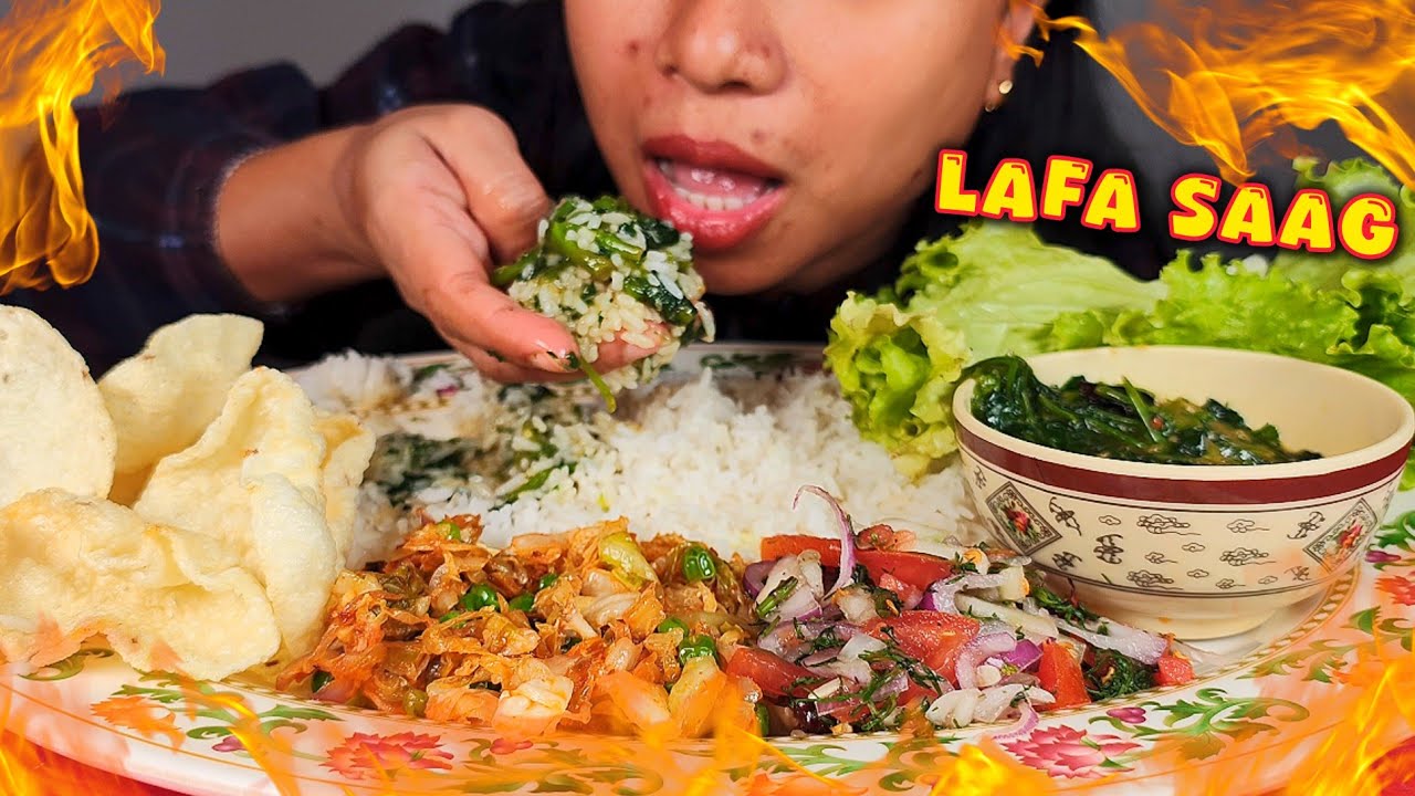 SAAG RECIPE | CHEESEWEED RECIPE | COOKING AND EATING LAFA SAAG WITH RICE | MUKBANG
