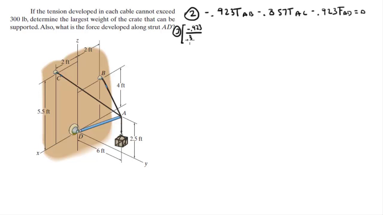 Determine the largest weight of the crate that can be supported