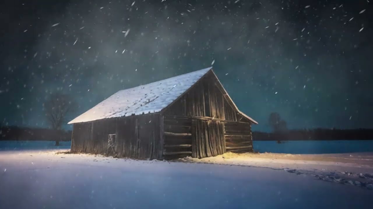 Night Blizzard in Wooden Barn.  Relaxing Snowstorm Sounds and Howling Winds for Sleeping.