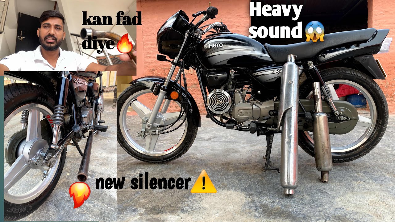 Splendor exhaust silencer modified 🤔 loud sound💥 new bendpipe laga dia🤟 kan fad die