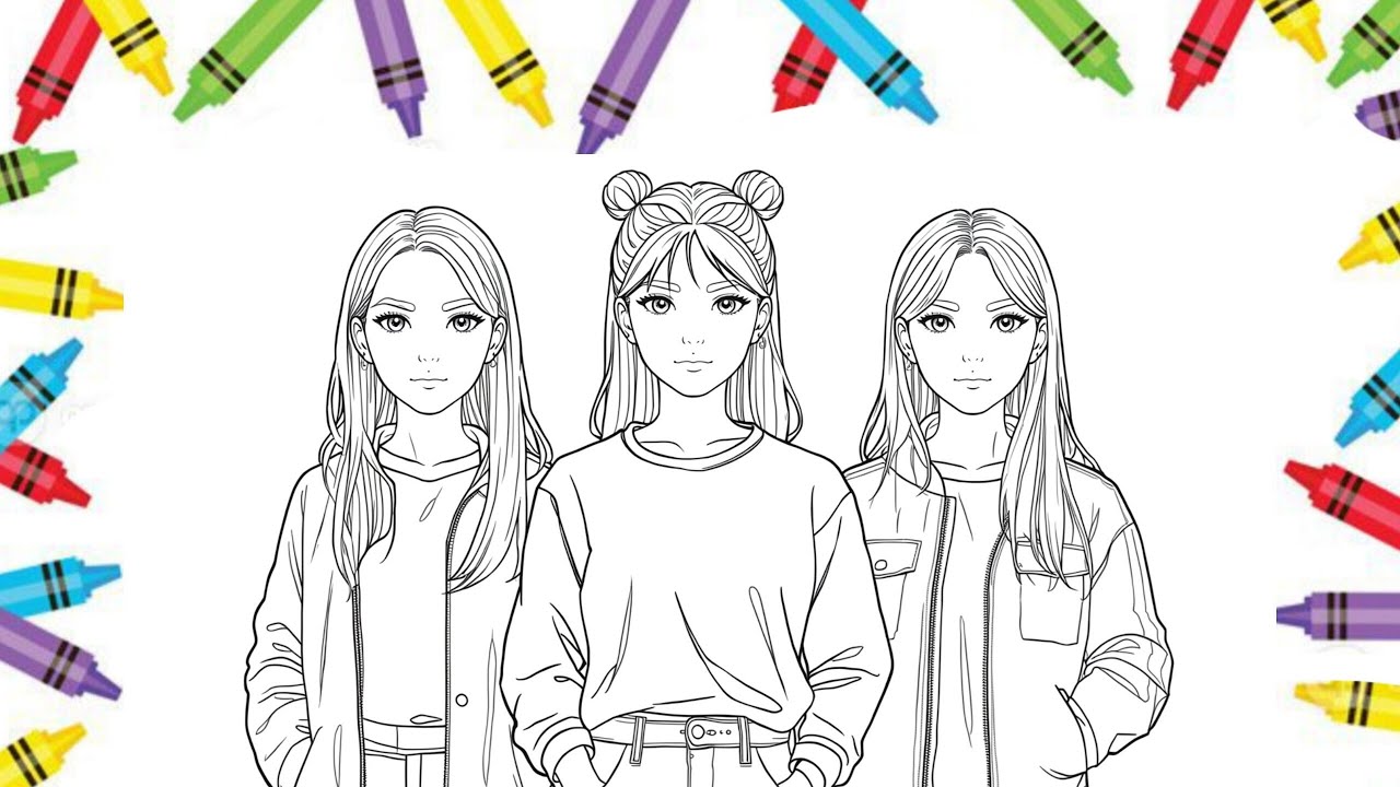 Relaxing Coloring Video | Coloring 3 Girls Step by Step | Satisfying Art Process|coloring book 