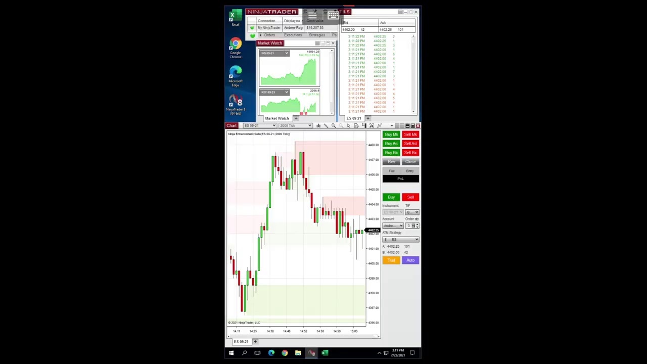 NINJATRADER LIVE at WORK using Android & IPHONE