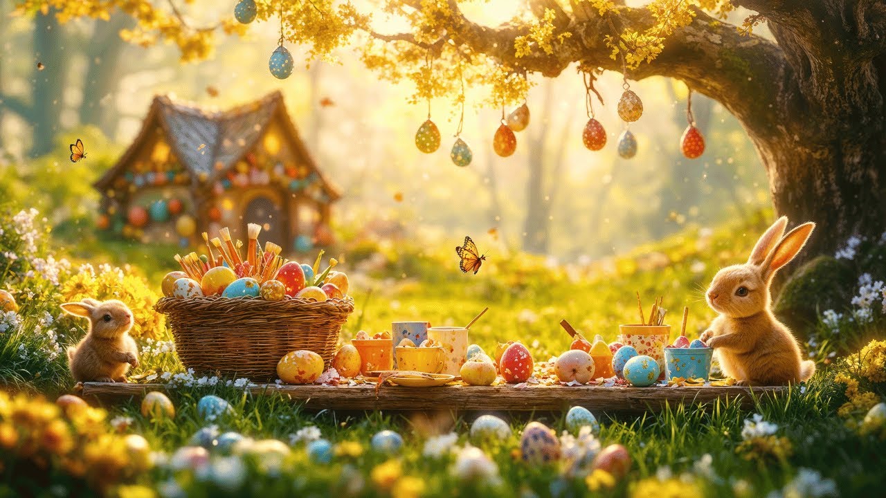 Happy Easter 🐰🌸 Enchanted Easter Bunny Garden &ndash; Cozy Jazz Music, Springtime Serenity for Work, Relax