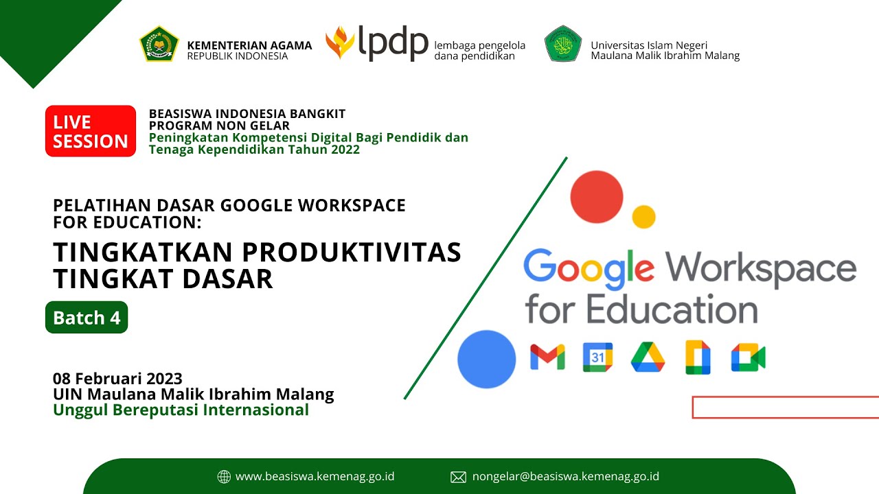 Pelatihan Dasar Google Workspace for Education : Tingkatkan Produktivitas Tingkat Dasar