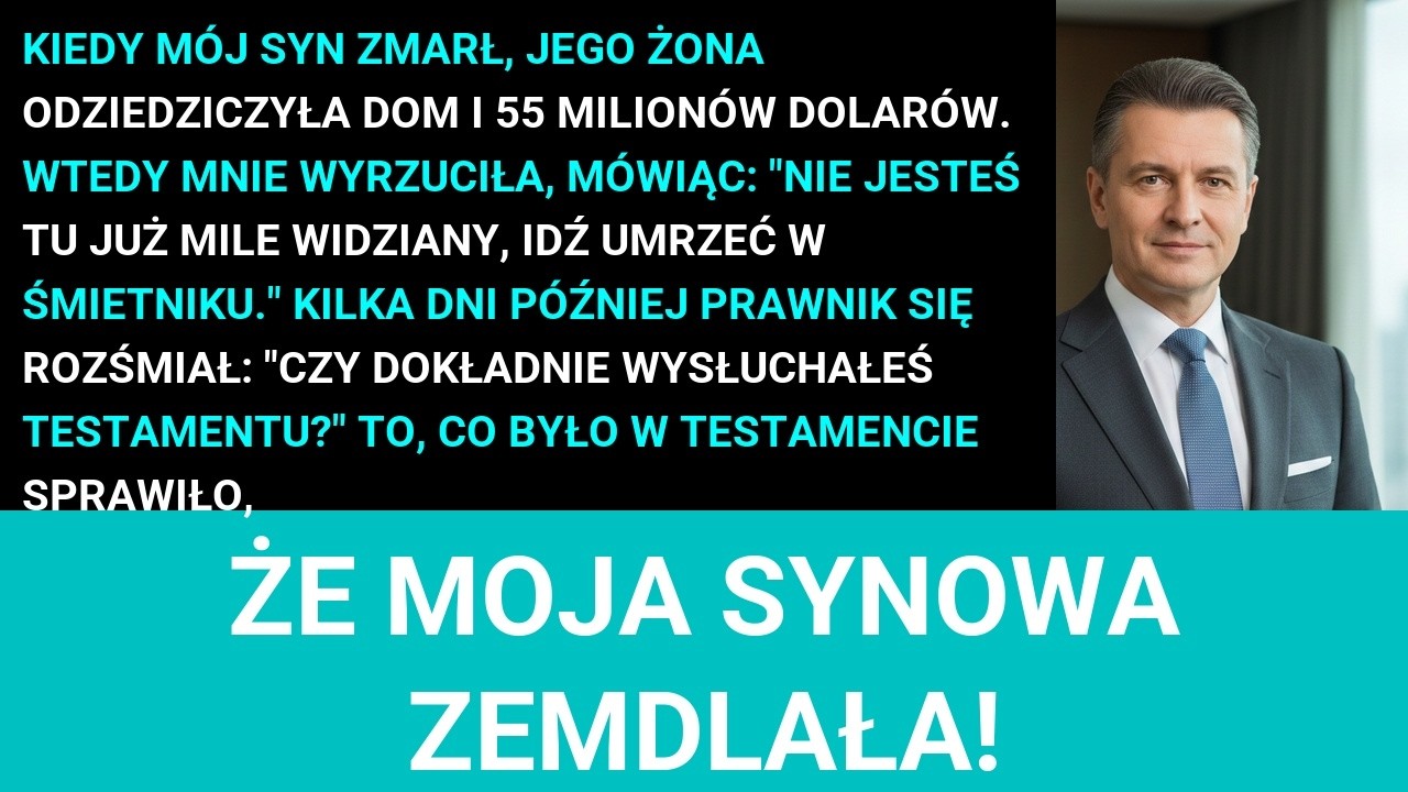 Kiedy Zmarł Mój Syn, Moja Synowa Zabrała 55 Milionów Dolarów I Wyrzuciła Mnie Z Domu — Kilka Dni...