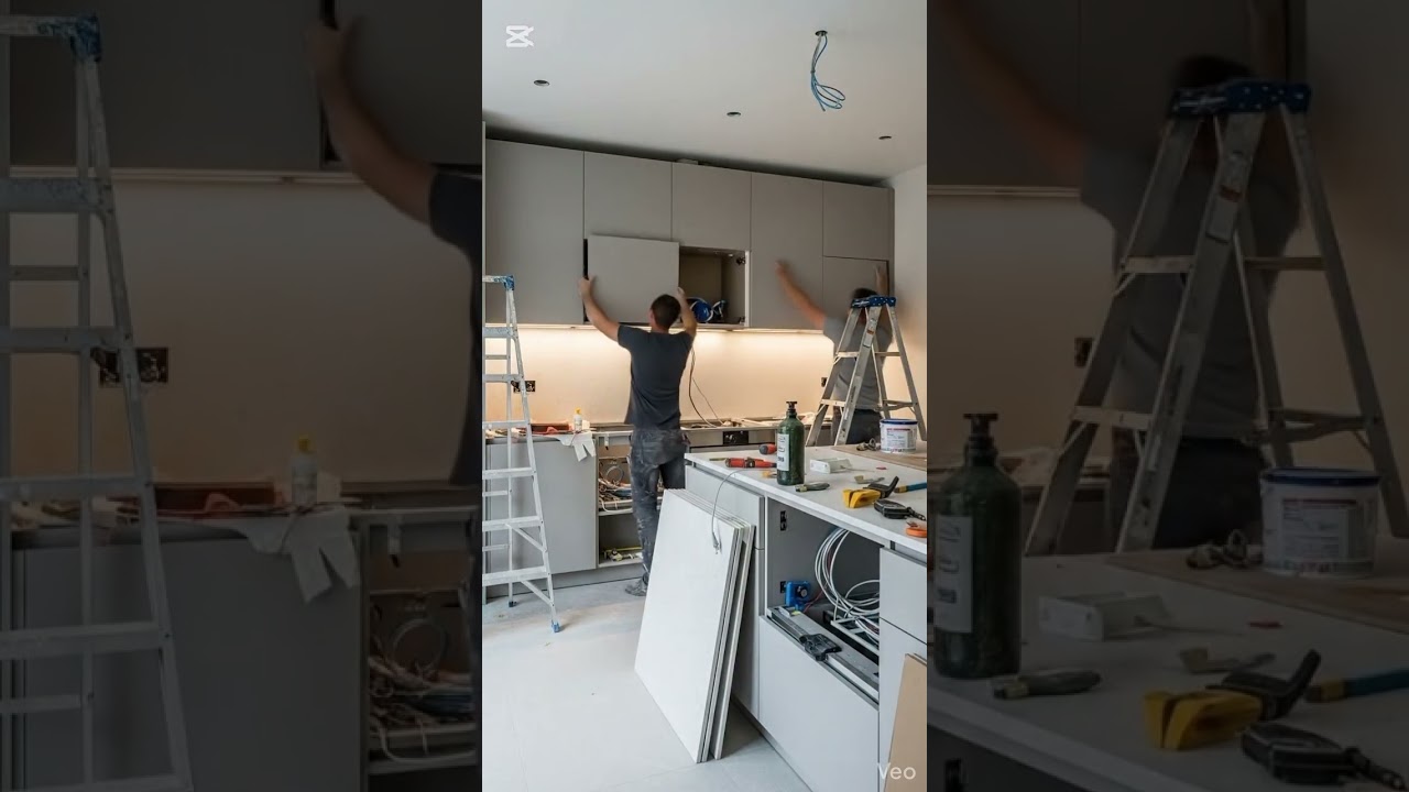 Futuristic Designer Kitchen Transformation | Luxury Quartz & LED Interior Makeover