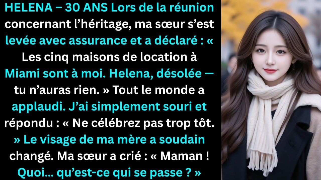 Lors du partage de l’héritage, ma sœur a tout réclamé. Mais j’ai souri :« NE CÉLÈBRE PAS TROP VITE.
