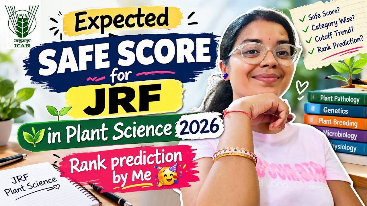 Expected safe score for JRF in plant science 2026 , Rank prediction by me 2026 #icar #jrf