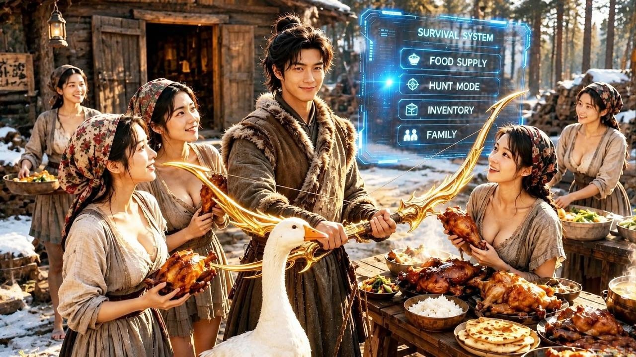 Day 1 of famine,the system gave him 7 beauty wives&a divine bow that hunts anything&mdash;fate flips