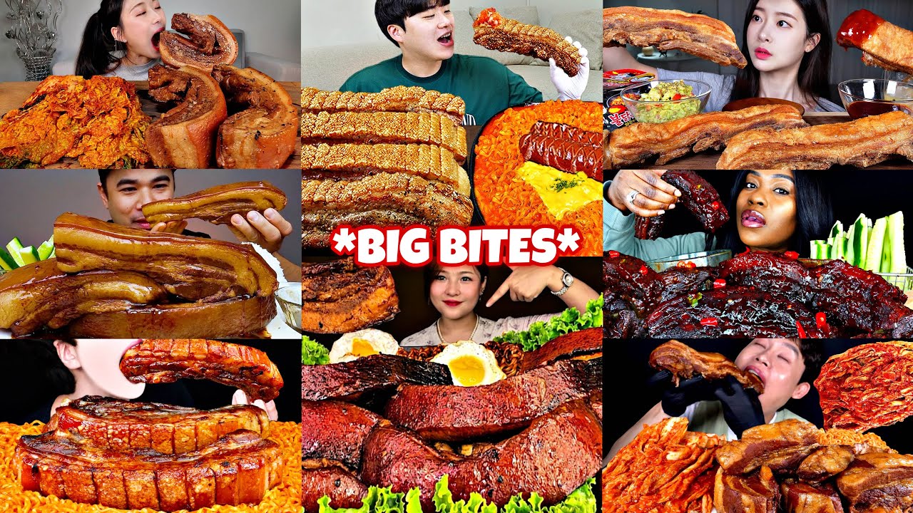 The Most Satisfying Pork Belly BIG BITES 😱🥓 Crispy Juicy ASMR MUKBANG COMPILATION