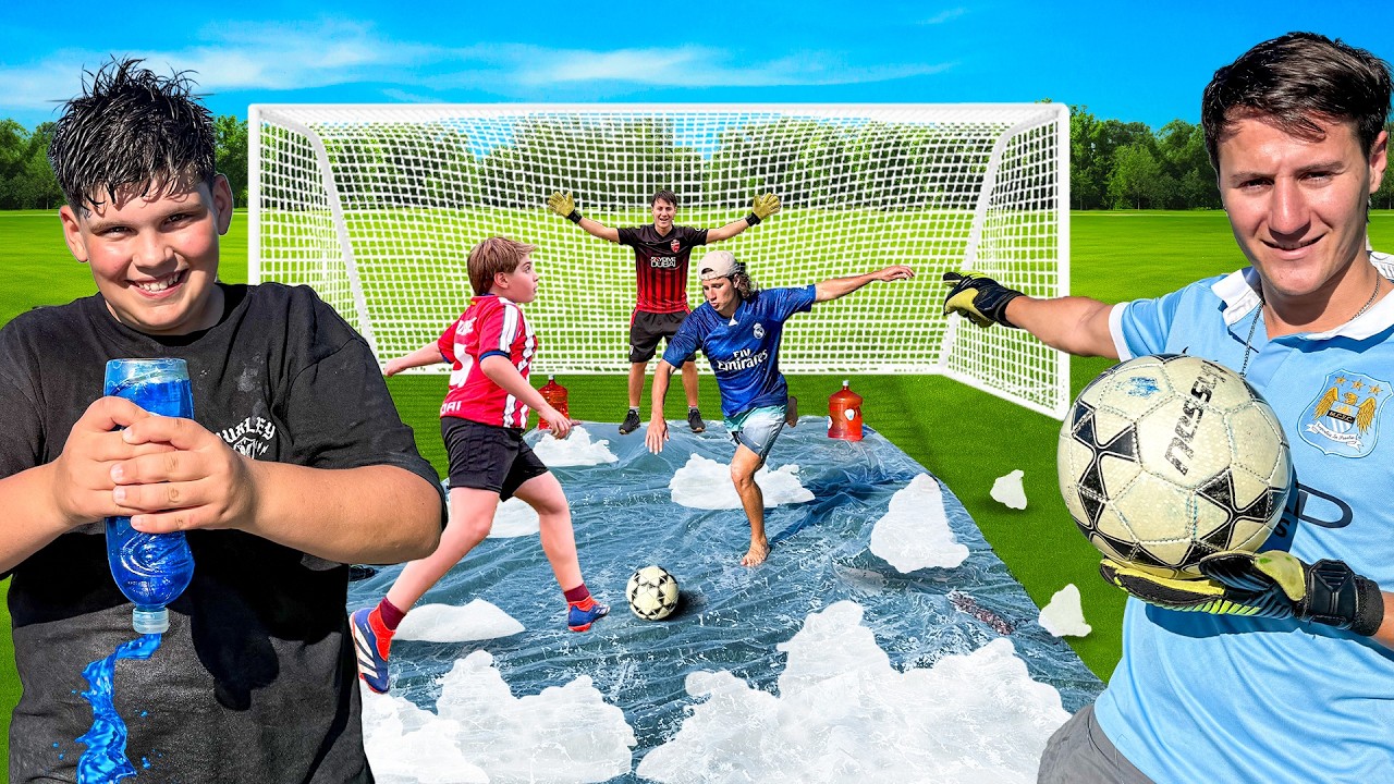 PENALES LOCOS RESBALADIZOS CON LOS VECINOS ! Retos de futbol