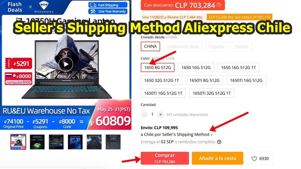 Seller's Shipping Method Aliexpress Chile