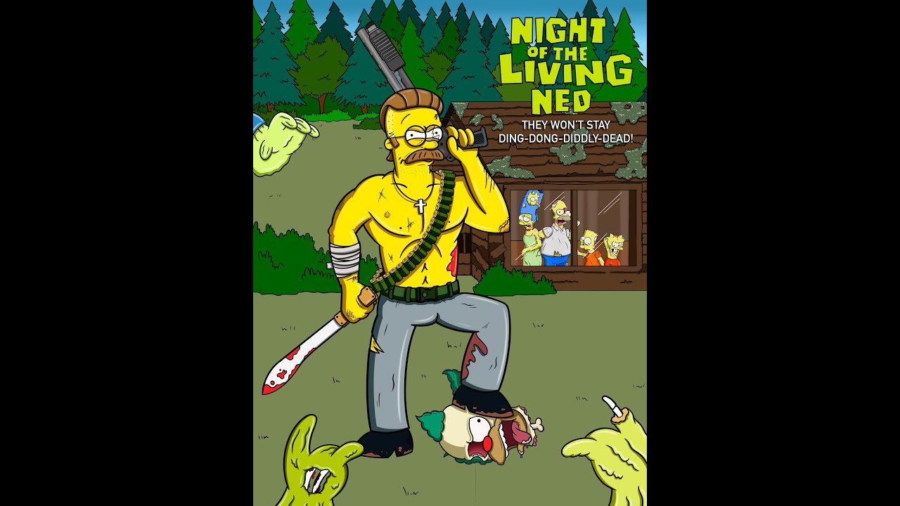 Ned Flanders Digital Illustration - Zombie Poster - Timelapse Video - The Simpsons Drawing