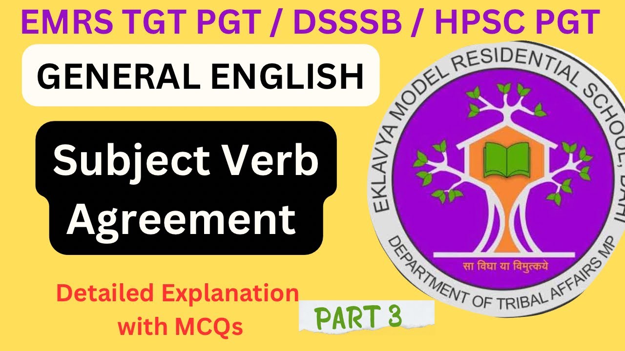 EMRS General English l Subject Verb Agreement l General English Practice Set l EMRS l DSSSB lTGT PGT