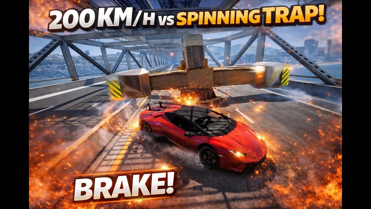 200 km/h Braking Test vs Spinning Trap | BeamNG.drive