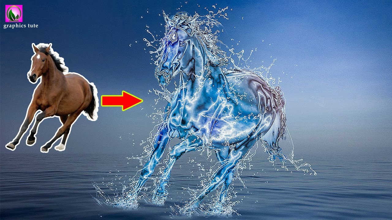 Transparent Water Splash Photo Effect In Photoshop - Water Splash Horse Manipulation - graphics tute