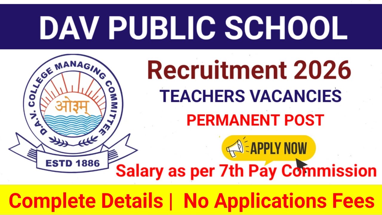 DAV Public School Teacher Vacancy 2026 | PGT TGT PRT #davschoolvacancy #pgtjob #tgtjobs #prtjobs 