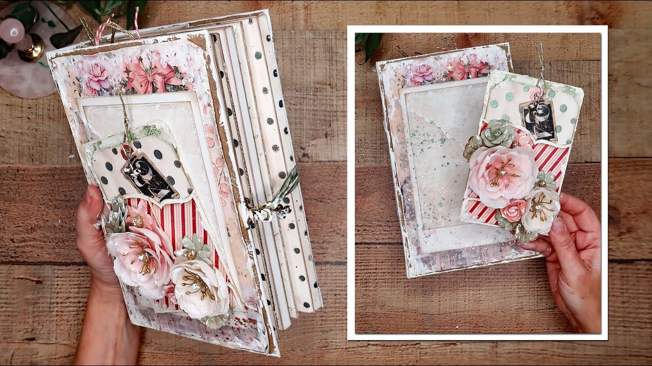 Mixed Media Covers + Removable Pocket + Album Closure + Altered Flowers
