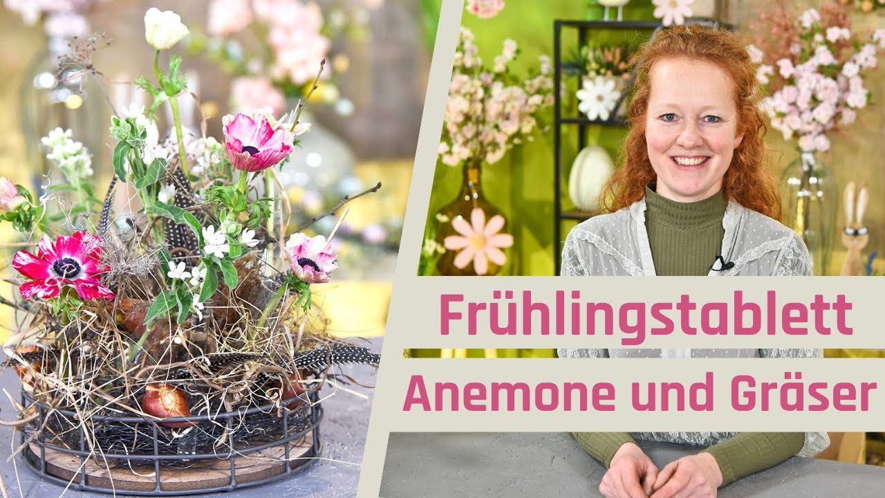 Frühlingsdeko mit Anemone natürlich gestalten [Tischdeko Wilde Gräser und Frühlingsblumen]