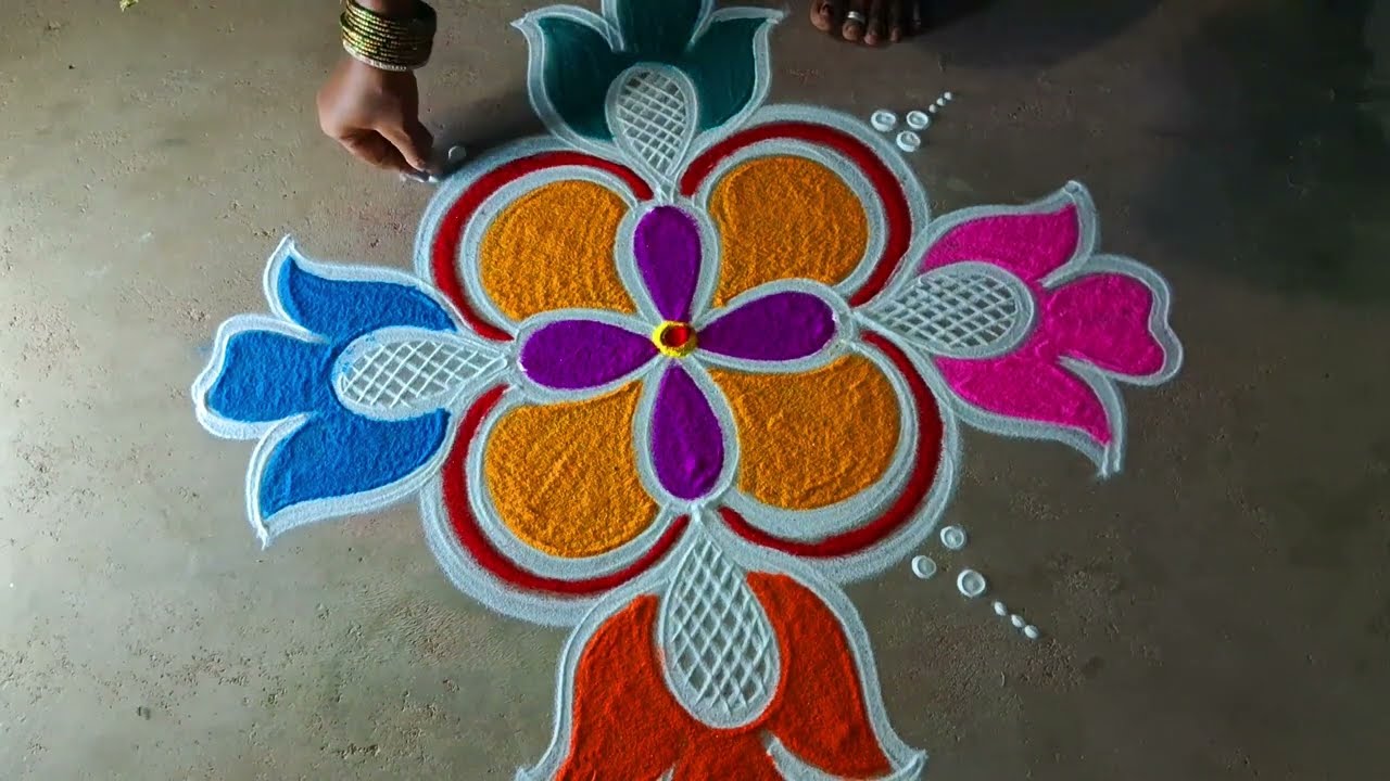 Chithirai madham flowers padikolam3*1 easy pandaga muggulusimple muggulu@kanishcreatives