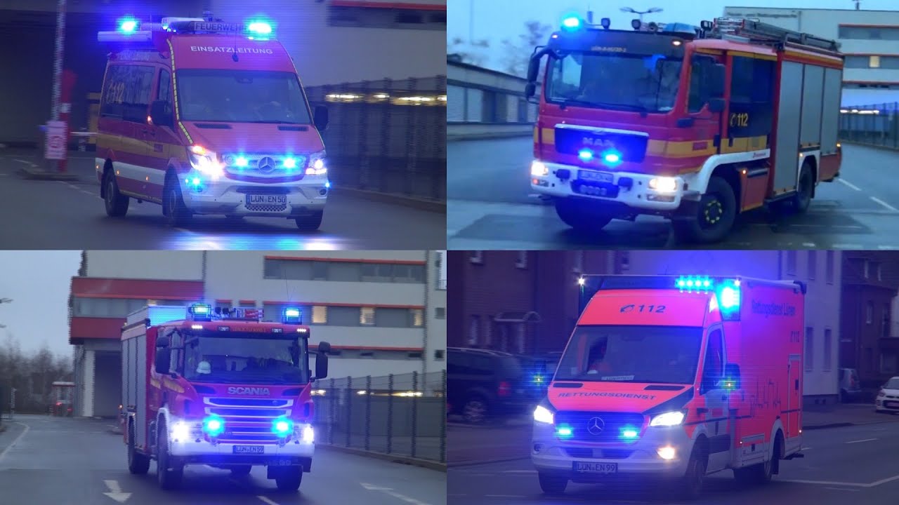 (Feuer MiG/Alarmierung) Einsatzfahrten Feuerwehr + Rettungsdienst Lünen