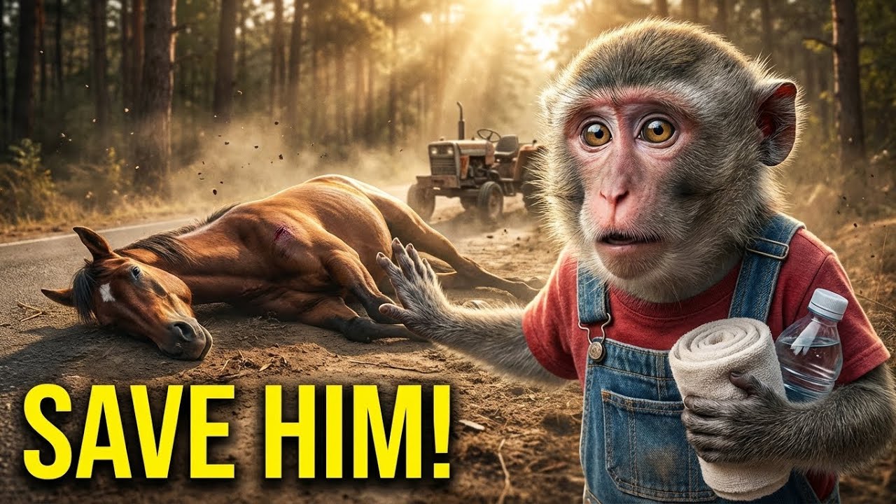 Monkey Hit a Horse by Accident… Then Did THIS to Save Him 😱❤️