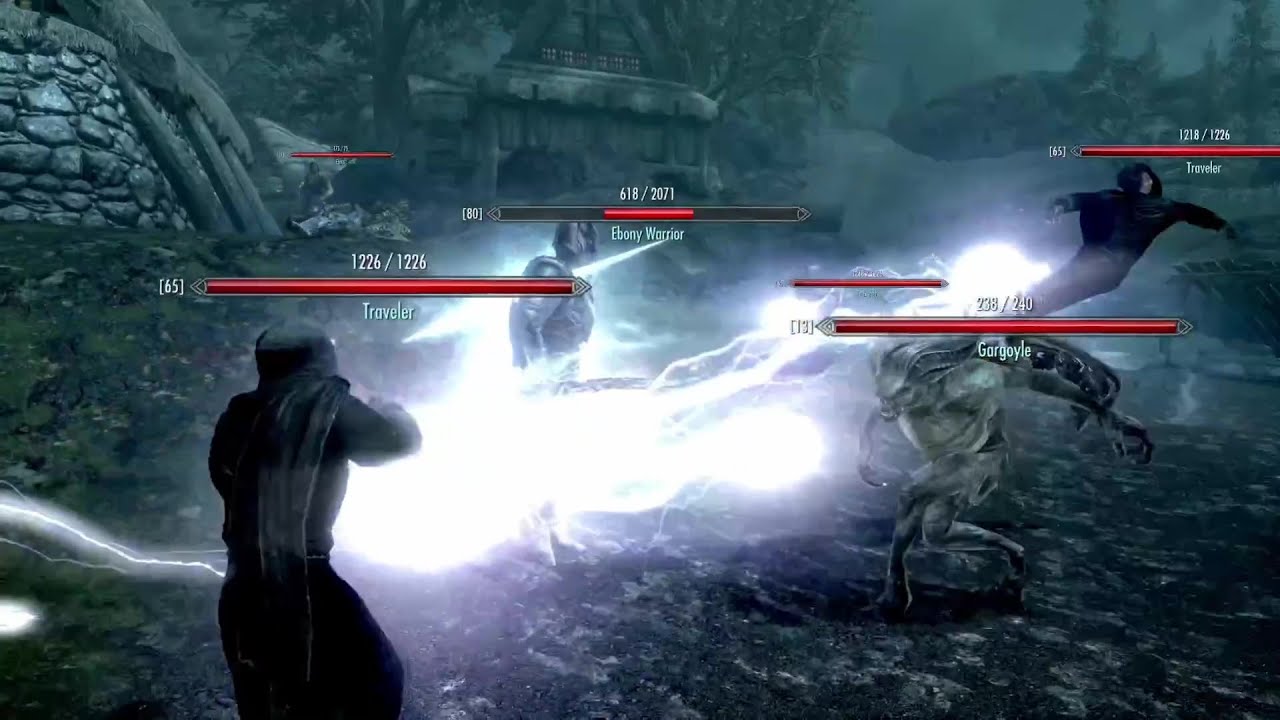 Skyrim Battles - Traveler Vampire vs. Pyromancer, Nightmaster Vampire, Harkon, and more
