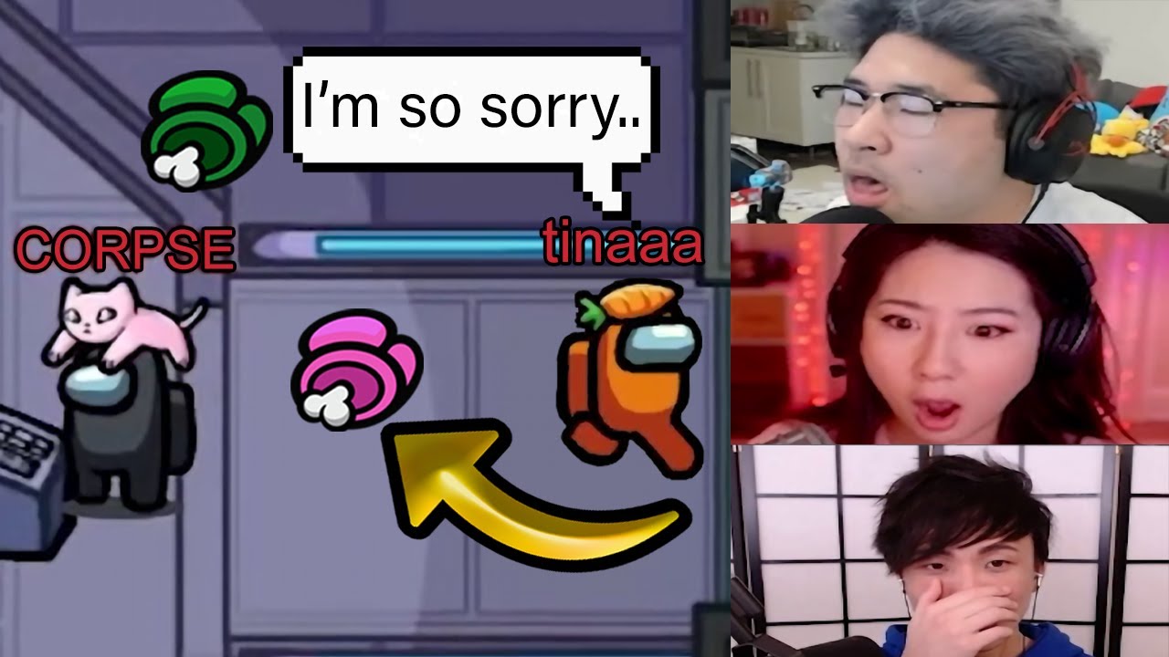 CORPSE and TINAKITTEN GASLIGHTING EVERYONE for 13 Minutes Straight | Among Us All POV and Reactions