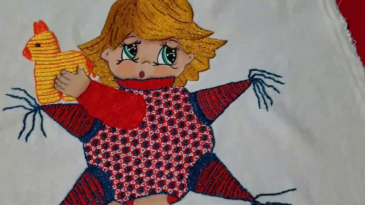 Bordado de fantasía niña piñata parte1