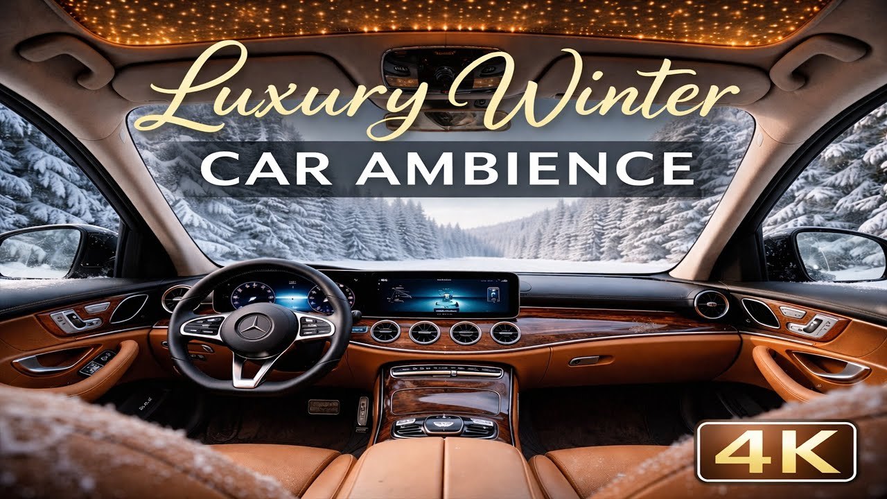 Luxury Car Interior Window View | Silent Winter Landscape Ambience (4K)