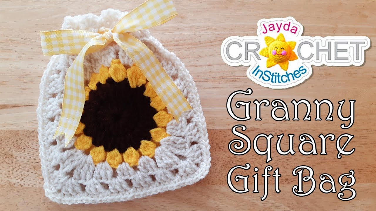 Sunflower Granny Square Gift Bag - Crochet Quick Fix