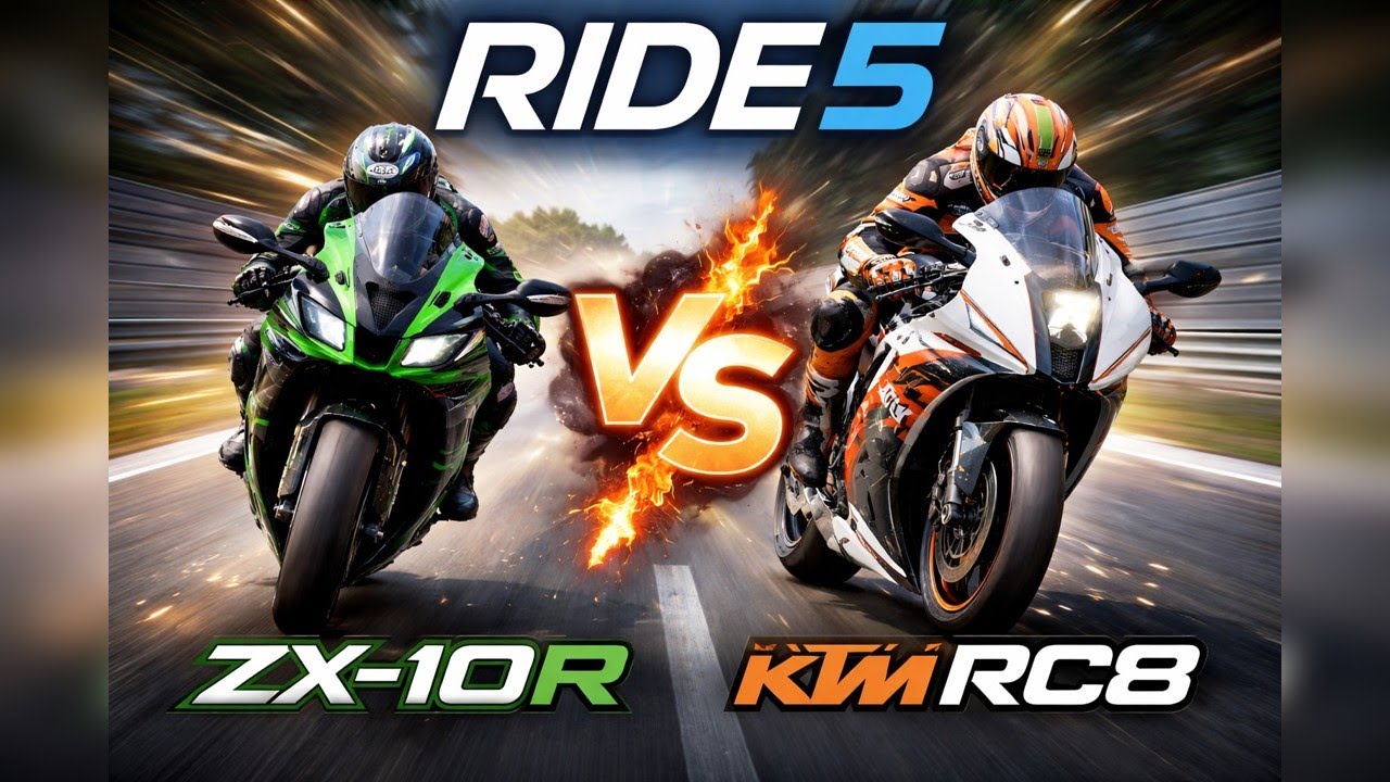 KAWASAKI ZX10R vs KTM RC8 | everything was fine until rain started 😭 | RIDE 5