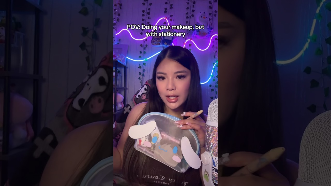 POV: Doing your makeup, but with stationery ✍️ #shorts #asmr