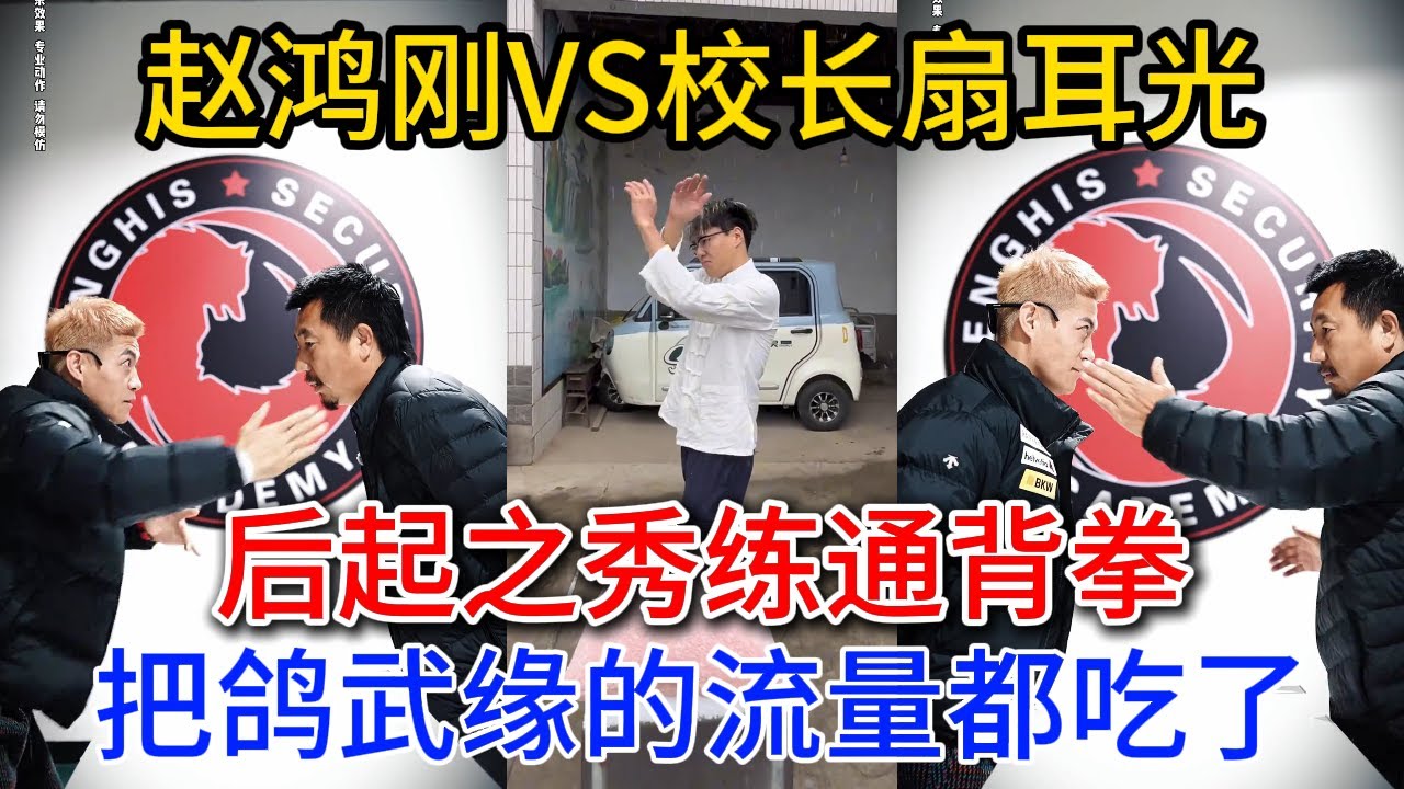 赵鸿刚VS校长扇耳光，后起之秀练通背拳，把鸽武缘的流量都吃了 #赵鸿刚 #kungfu #阿曼塔耶夫 #耳光力量 #鸽武缘 #功夫