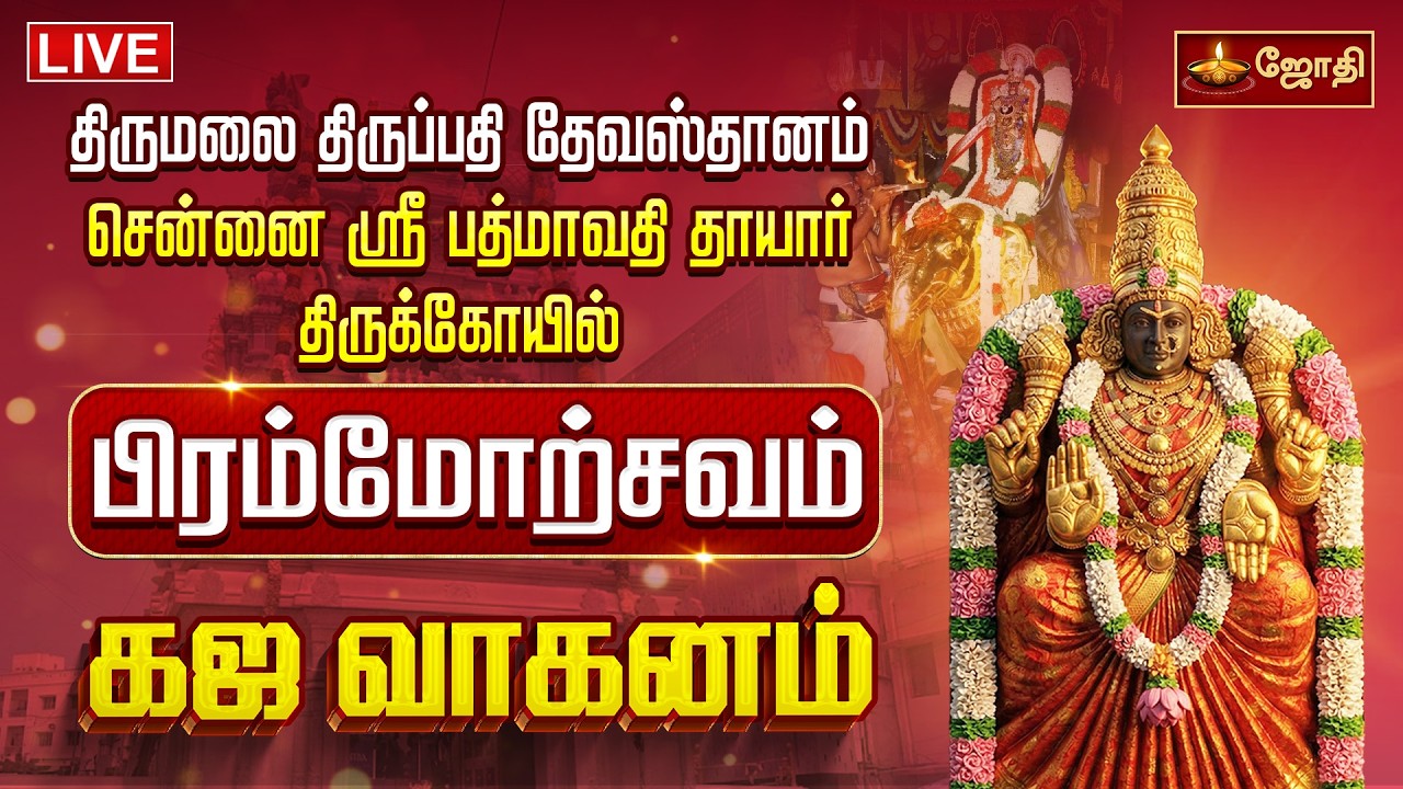 🔴LIVE: திருப்பதி தேவஸ்தானம் சென்னை ஸ்ரீபத்மாவதிதாயார் கோயில் பிரம்மோற்சவம் கஜ வாகனம்  |JothiTv