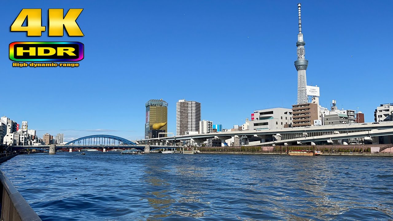 【4K HDR】 Walk on Sumida River Asakusa | Amazing Tokyo Skytree View - Japan Walking Tour 東京散歩