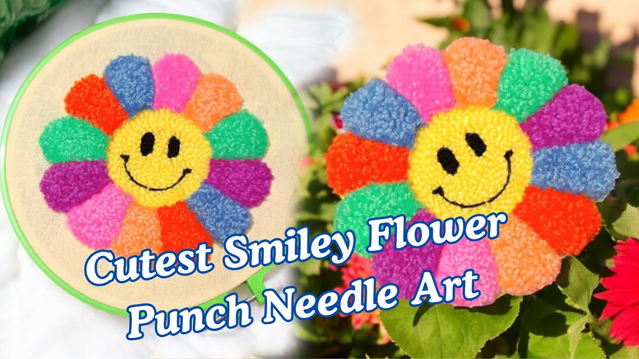 Cutest Smiley Flower Punch Needle Art | DIY Embroidery That’ll Make You Smile