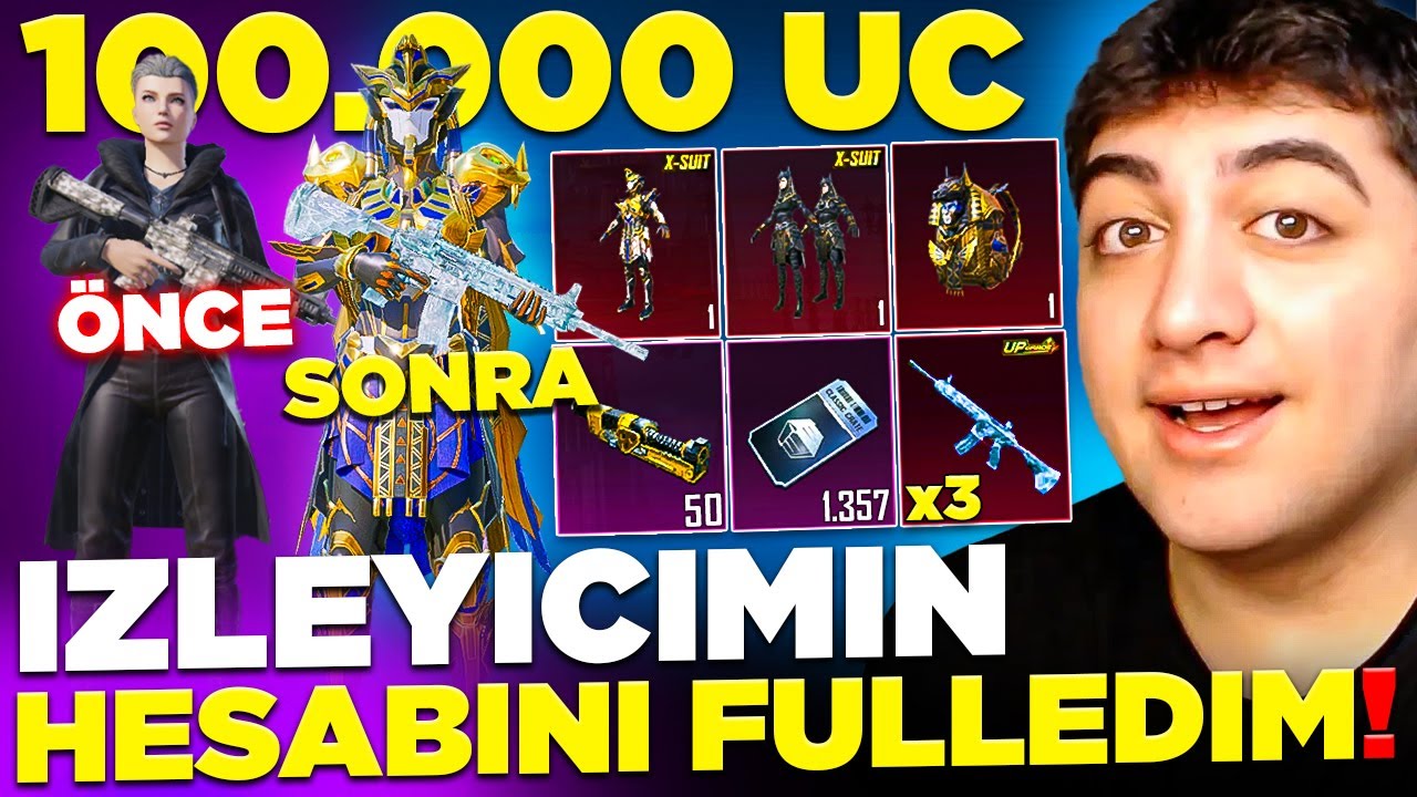 İZLEYİCİMİN HESABINI 100.000 UC DEĞERİNDE FULLEDİM! (3 BUZ DİYARI ÇIKTI) | PUBG Mobile