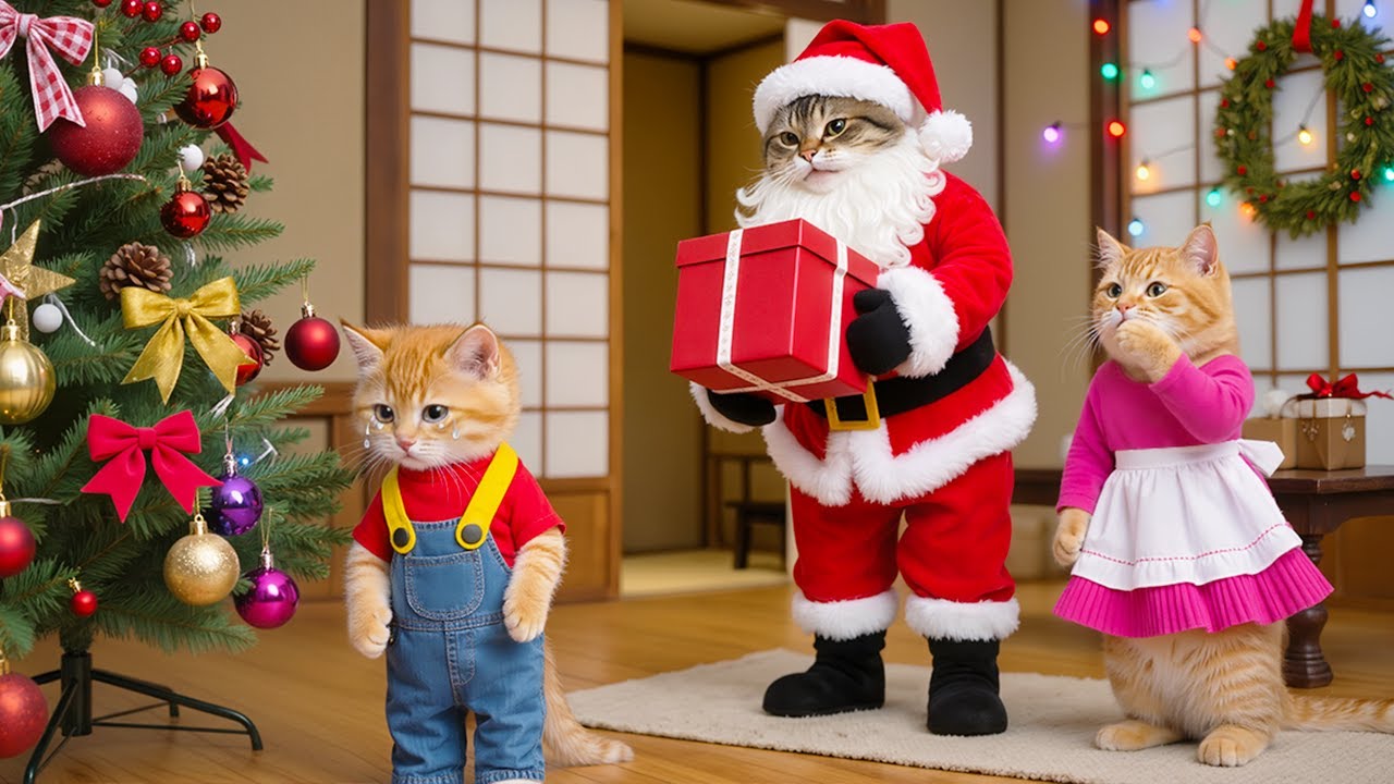 🎅😻 Mama & Papa Cat Become Santa to Surprise Their Kitten — The Most Heartwarming Christmas Ever! 🎄❤️