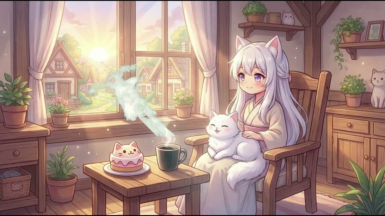 Gentle Sunrise in Cozy Cat Village ☀️🐱 | Peaceful Morning Music for a Fresh Start