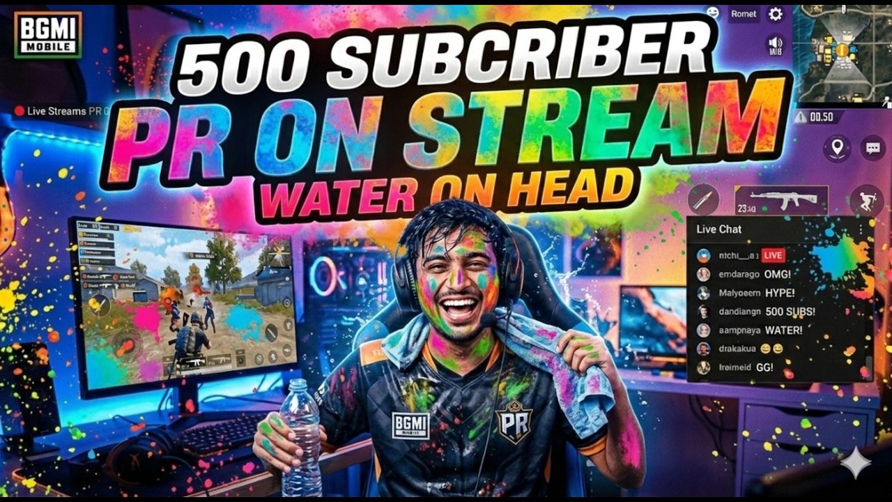 500 SUBS SPECIAL! 🎉 WATER ON HEAD CHALLENGE! 💦 BGMI LIVE RANK PUSH 🚀|  DONARJOD. #pubg #bgmi