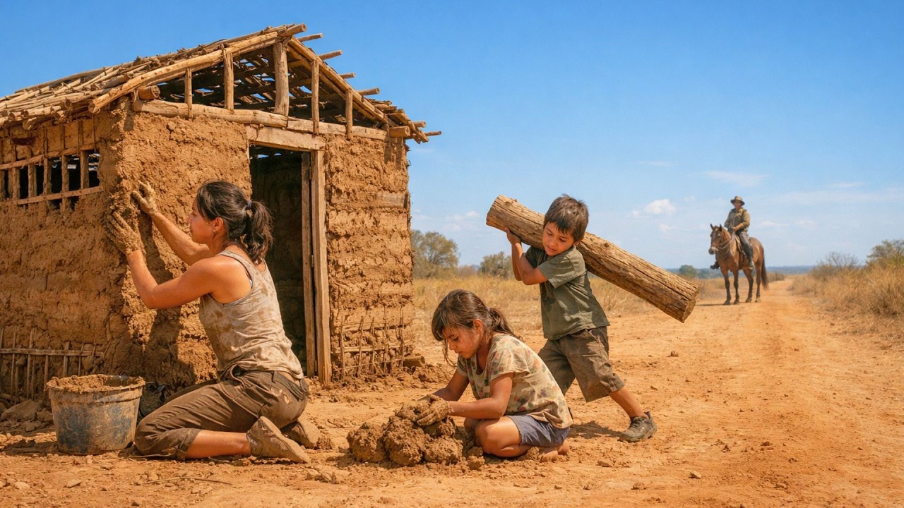 Fazendeiro vi&uacute;vo encontra FAM&Iacute;LIA construindo CASA DE BARRO na estrada&hellip; e o que ele fazmuda tudo...
