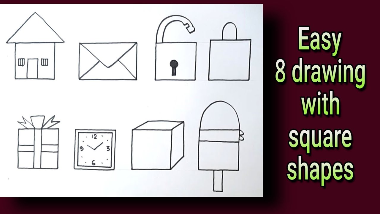 Square shape drawing /Easy shapes drawing / Drawing with shapes / Drawing using Square