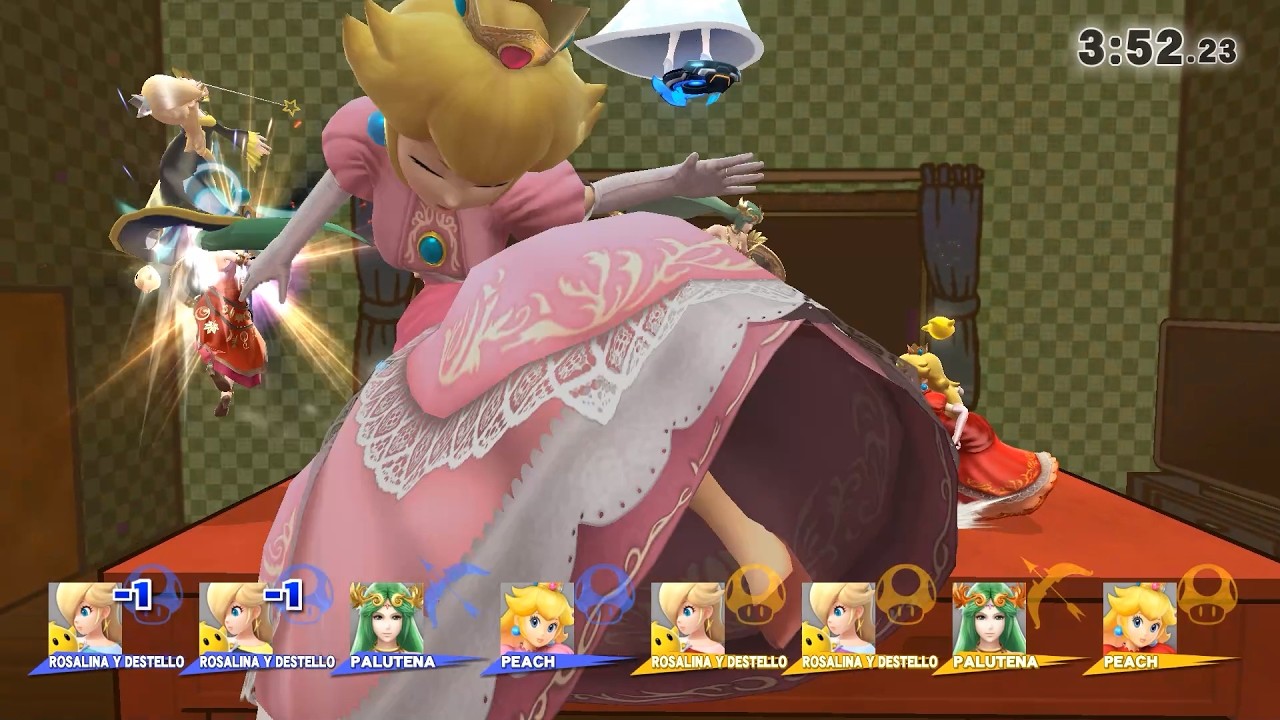 Smash Wii U - 2 Rosalinas, Palutena and Peach Mega Giant Team Battle (Only Blast and Screen KO)